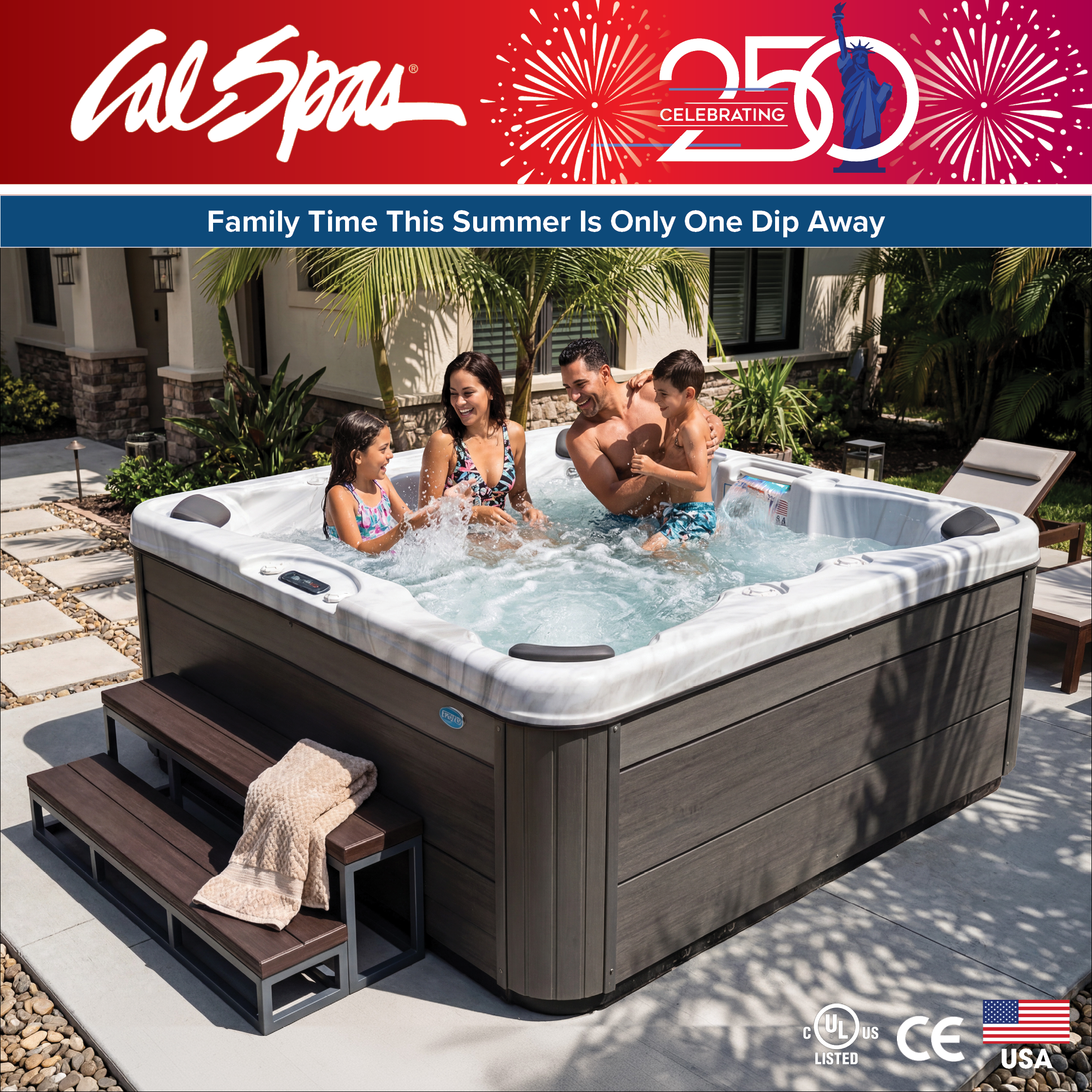Calspas hot tub being used in a family setting - Nashville